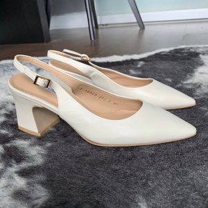 Handcrafted sling back heels